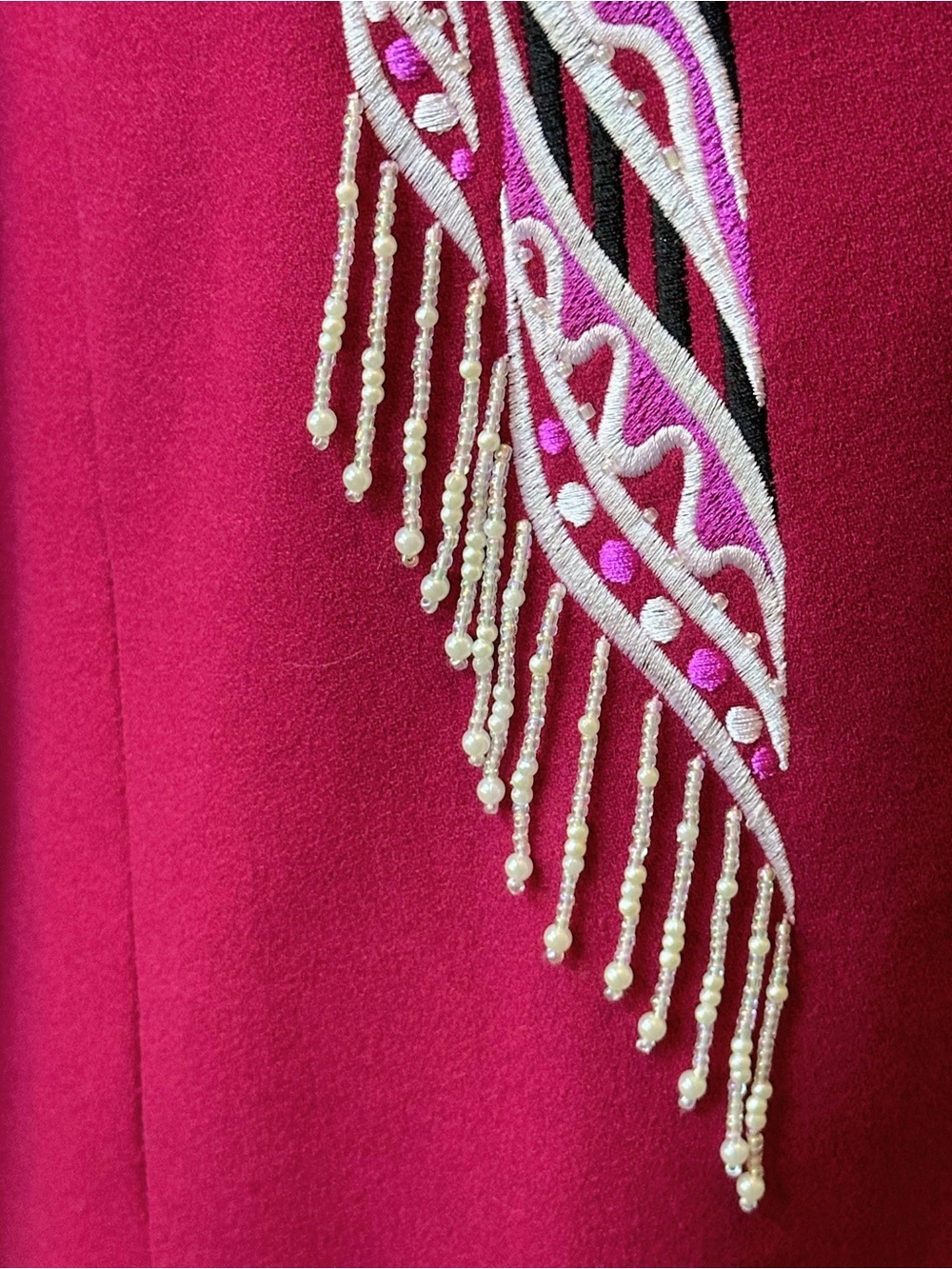 Bob Mackie Hot Pink Embroidered and Beaded Fringe Blazer Jacket - Picture 4 of 6
